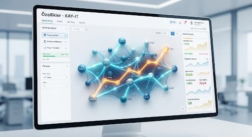 Veri ilişkilerini gösteren analitik ağ görselleştirmesi